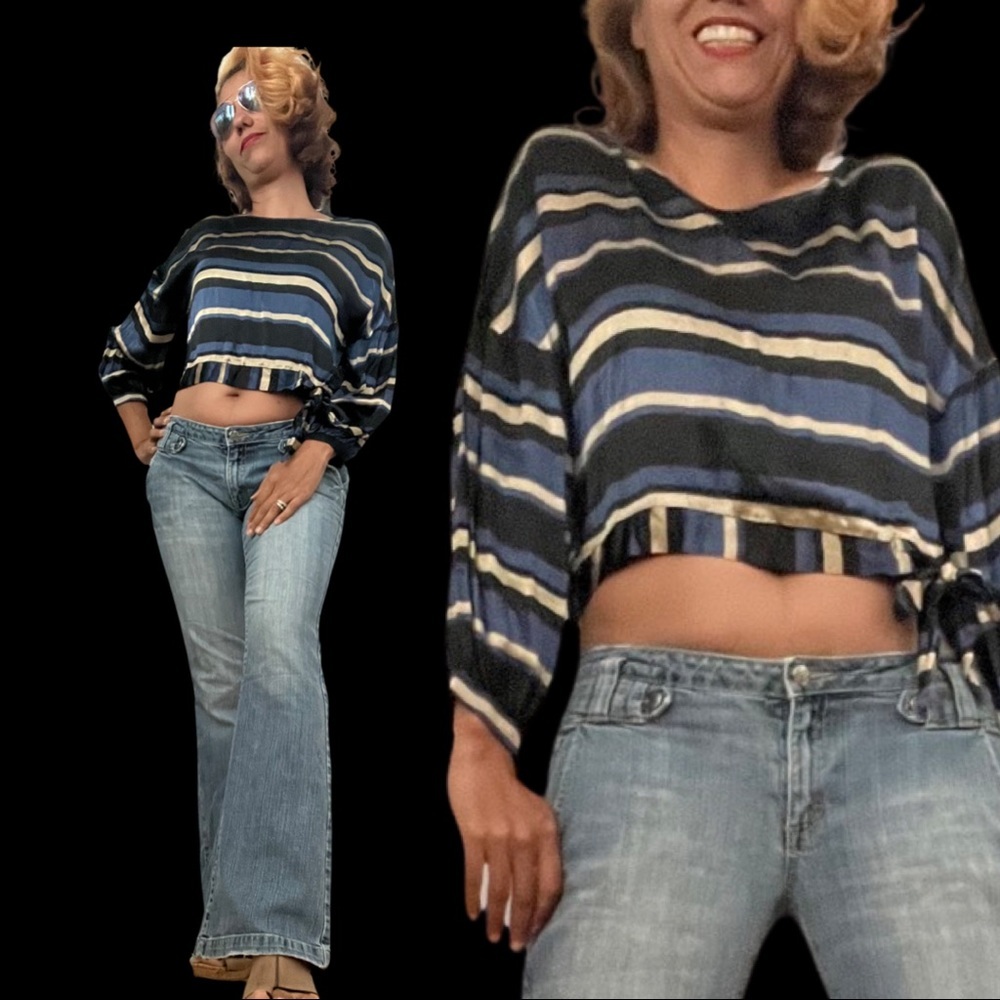 Vintage Zara Basic Collection Stripe Multicolor S… - image 6